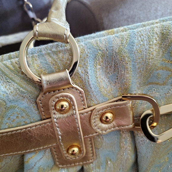 💯 Rafe of New York Seafoam & Gold Satchel - Picture 4 of 12